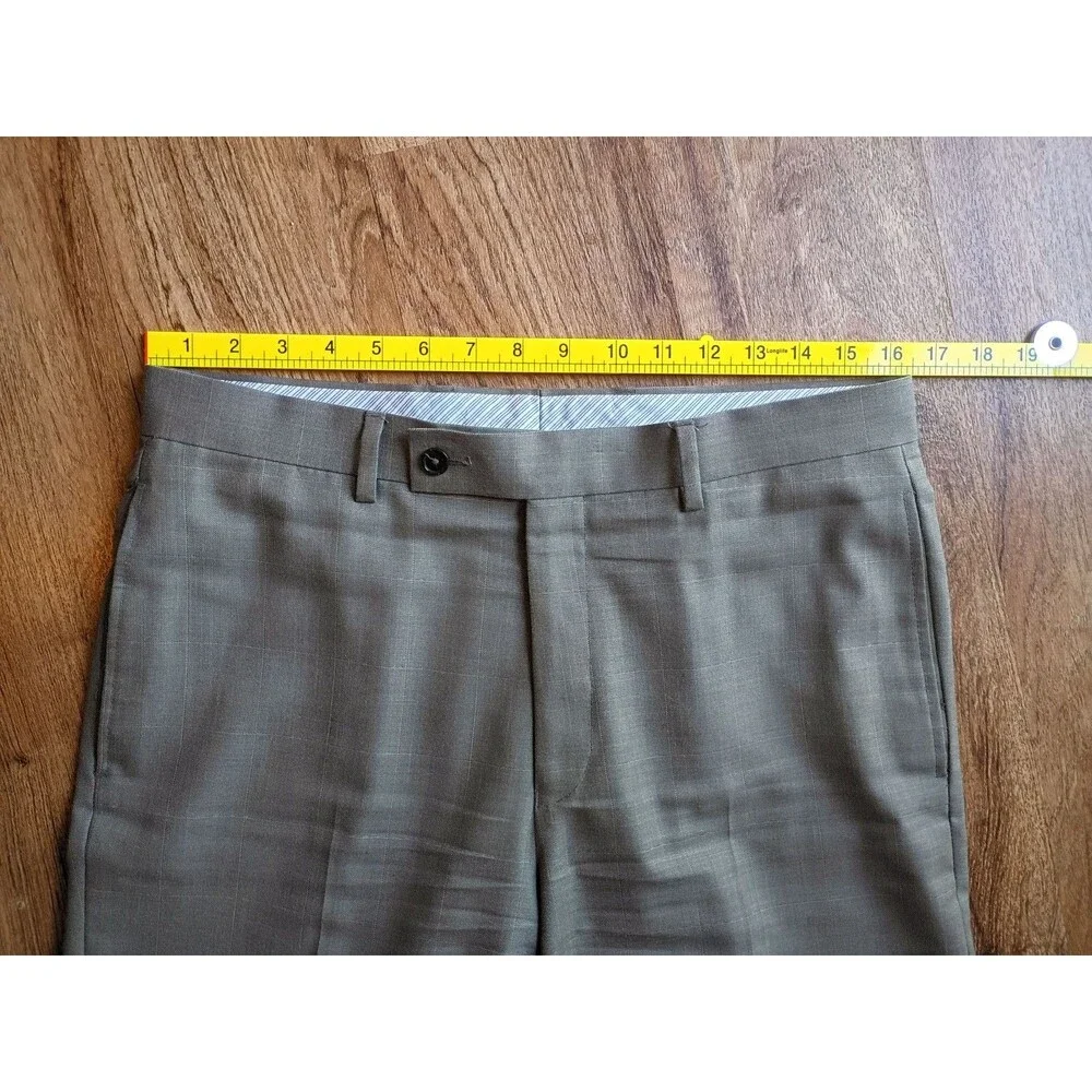 Calvin Klein Tan Plaid Dress Pants 32x32 Straight Fit